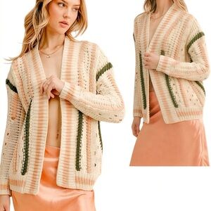 Sage The Label Kalyn Chunky Open Front Cardigan Sz L